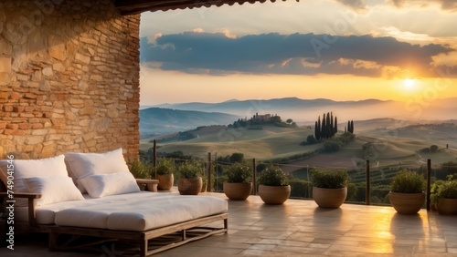 Breathtaking sunrise over the rolling hills of Tuscany from your private terrace © Damian Sobczyk