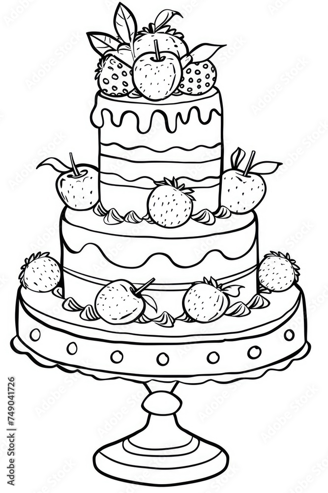 Birthday Cake Isolated Coloring Page for Kids Stock Vector Image & Art ...