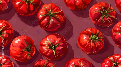 Red Heirloom Tomatoes Seamless Pattern 