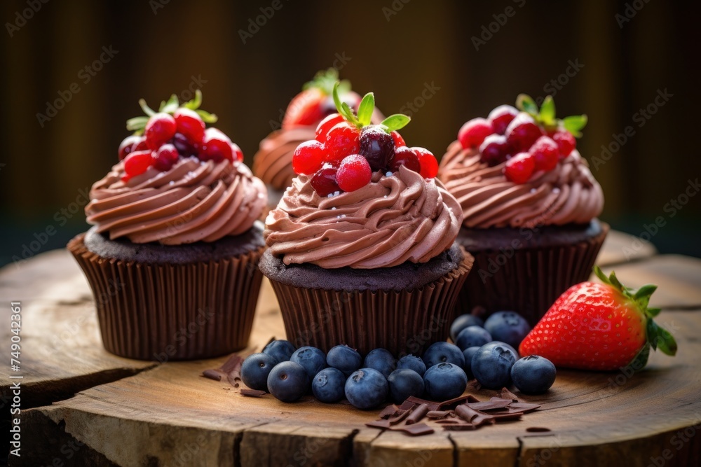 a group of cupcakes with berries on top a group of cupcakes with berries on top