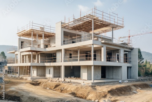 a building under construction with scaffolding