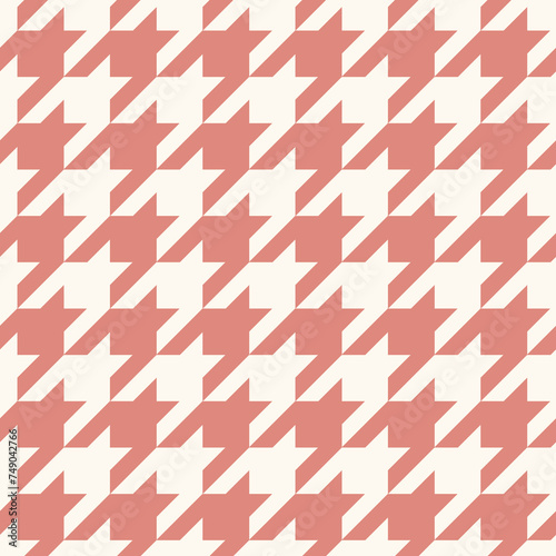 Tweed check plaid pattern in trendy peach color.Seamless houndstooth pattern.