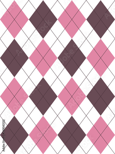 Argyle pattern.Brown, pink. Seamless geometric background for clothing, wrapping paper.