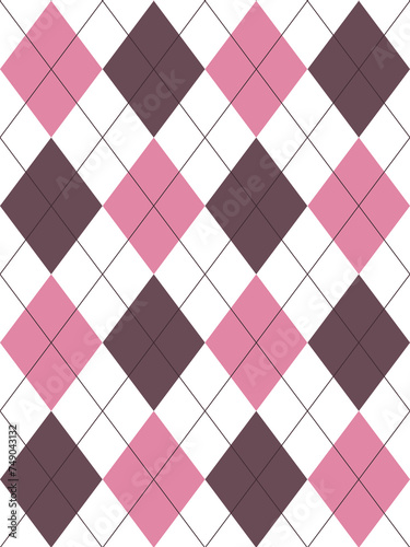 Wallpaper Mural Argyle pattern.Brown, pink. Seamless geometric background for clothing, wrapping paper. Torontodigital.ca
