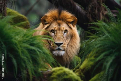 a lion in the jungle