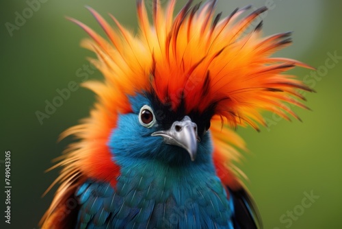 a bird with orange and blue feathers © sam