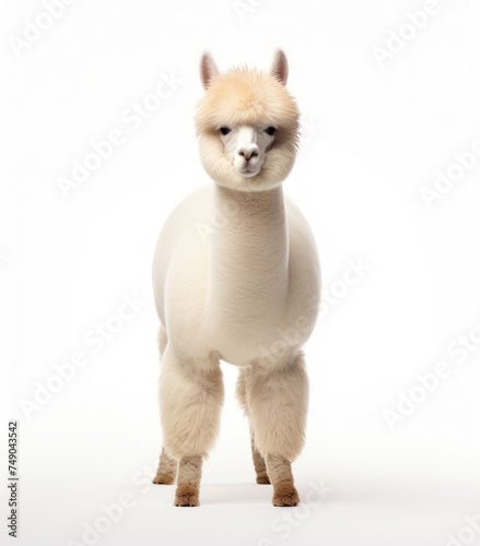 a white llama standing on a white background