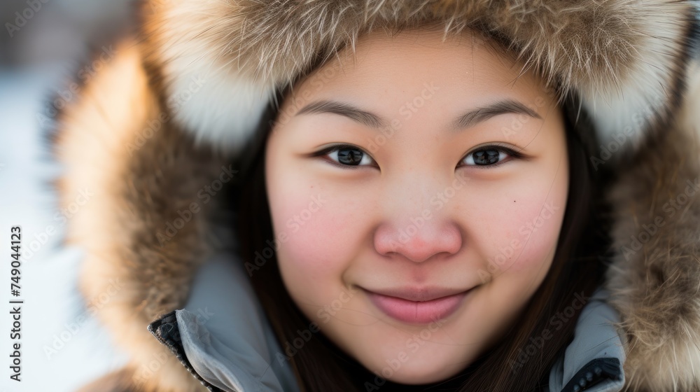 a woman wearing a fur hat a woman wearing a fur hat