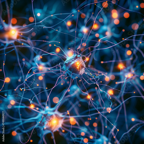 Neurons in Brain Lit up with Connections