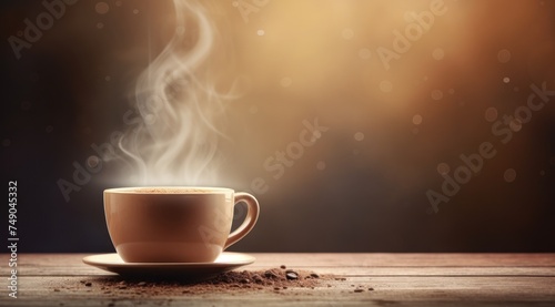 a cup of coffee with steam