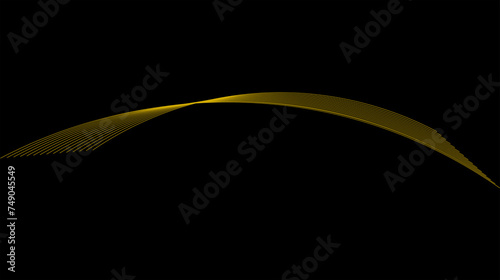 Konstfotografi Gold lines in a wave pattern on a black background