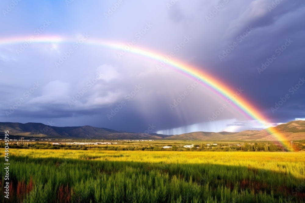 Naklejka premium a rainbow over a field
