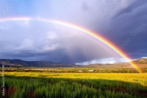 a rainbow over a field