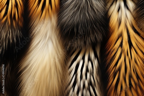 a close up of different colored furs