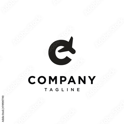 Letter C Air Plane logo icon vector template eps