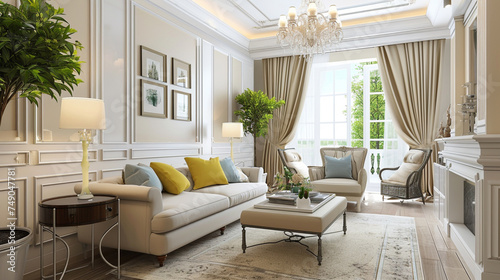 Interior of stylish living room . Generative Ai