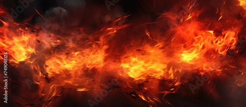 A close-up view of a cluster of fierce fire flames burning intensely with abstract background from the sides. The flames are bright and dynamic, showcasing the energy and heat of the fire.