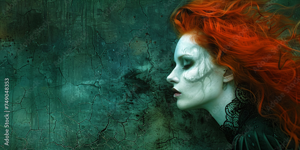 female spirit from the otherworld - banshee with red hair