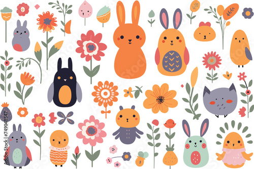 Easter Vector card Illustration egg rabbit happy cute holiday easer decoration card poster Easter egg designs photo