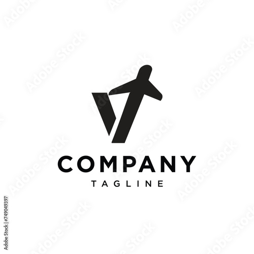Letter V Air Plane logo icon vector template eps
