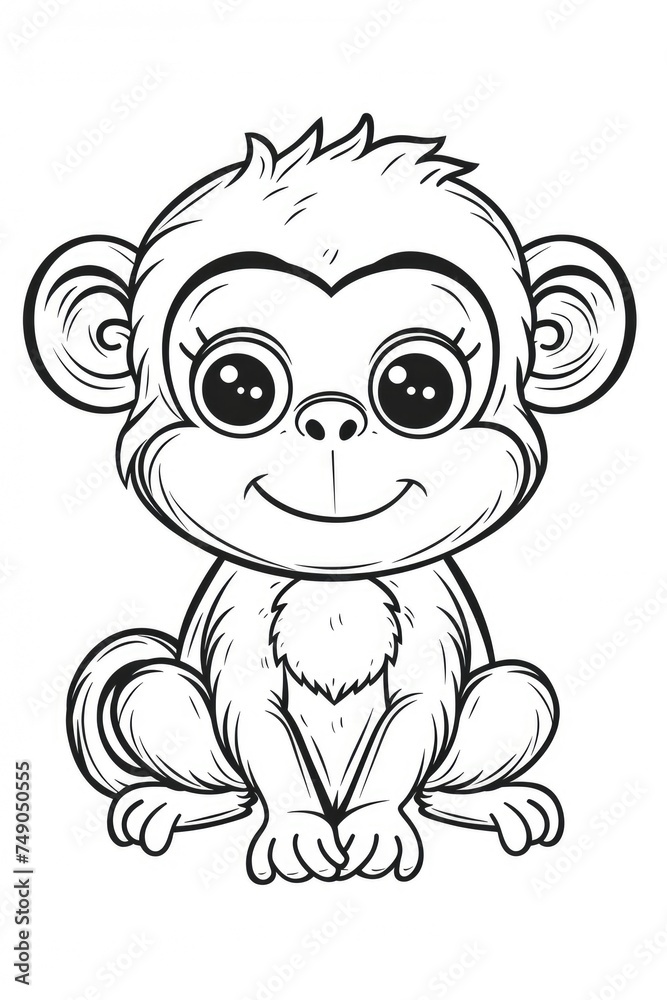 Monkey Coloring Page - Super Simple
