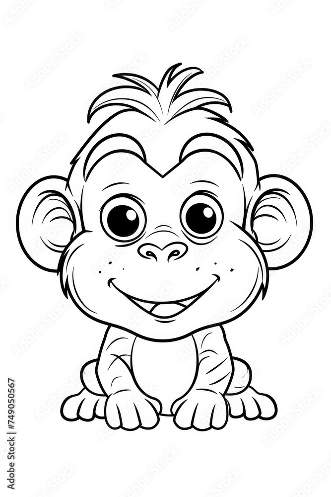 Obraz premium Monkey Coloring Page - Super Simple