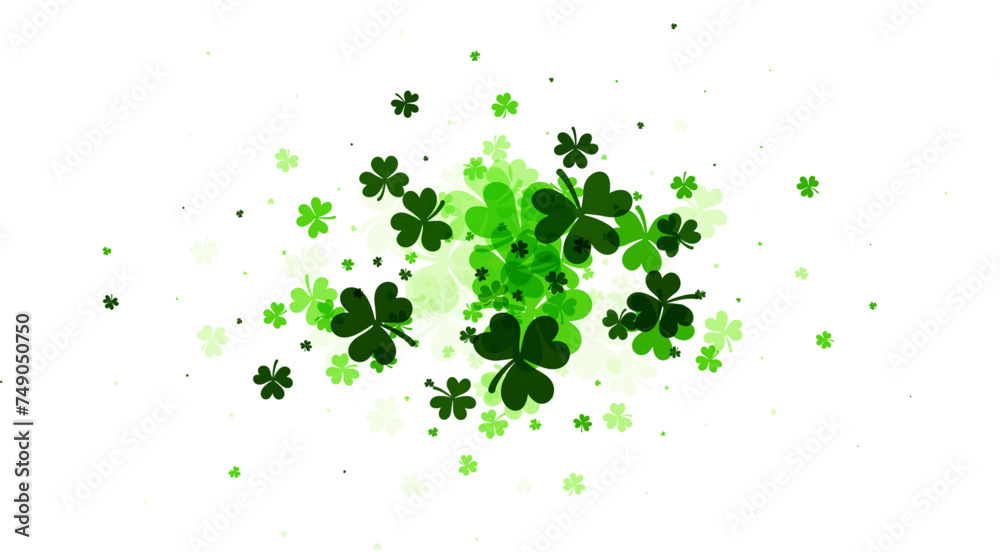 Fotografie Scattered Clover Leaves on White