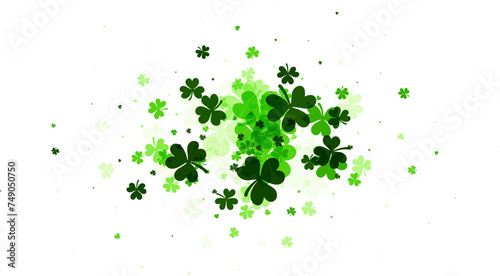 Scattered Clover Leaves on White
