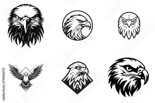 set lfset lof set of bold eagle bird black and white vector illustration isolated transparent background logo, cut out or cutout t-shirt print design