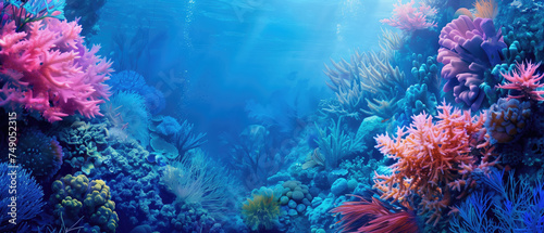 Ocean underwater view. Generative Ai 