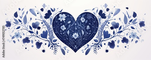 Indigo heart isolated on background, flat lay, vecor illustration  photo
