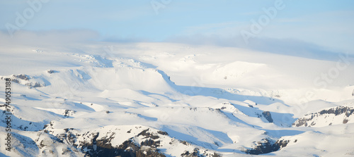 Snow Covered Mountains at Myrdalsjökull in Southern Iceland in Winter Panorama photo