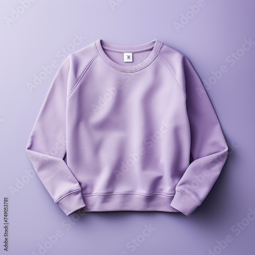 Lilac blank sweater without folds flat lay isolated on gray modern seamless background