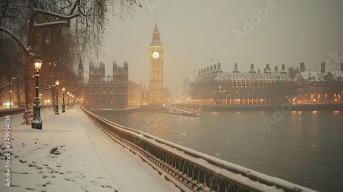UK London big ben clock  and bridge and bus vector illustration