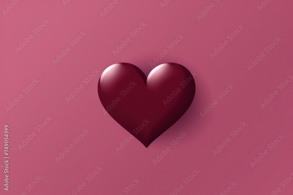Maroon heart isolated on background, flat lay, vecor illustration 