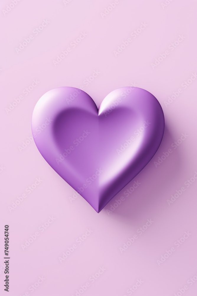 Mauve heart isolated on background, flat lay, vecor illustration 