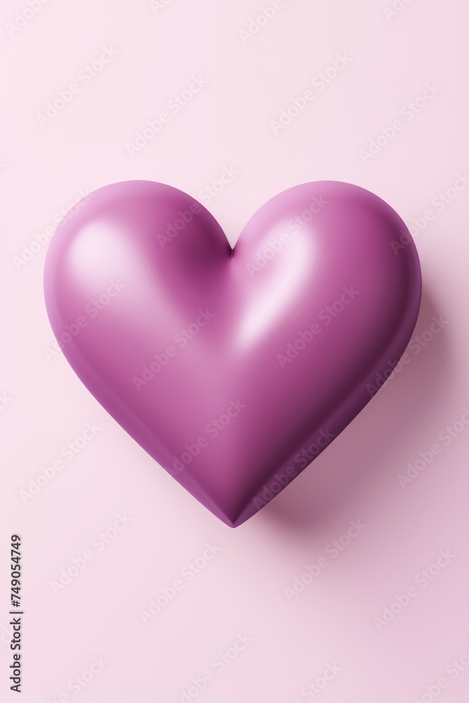 Mauve heart isolated on background, flat lay, vecor illustration 