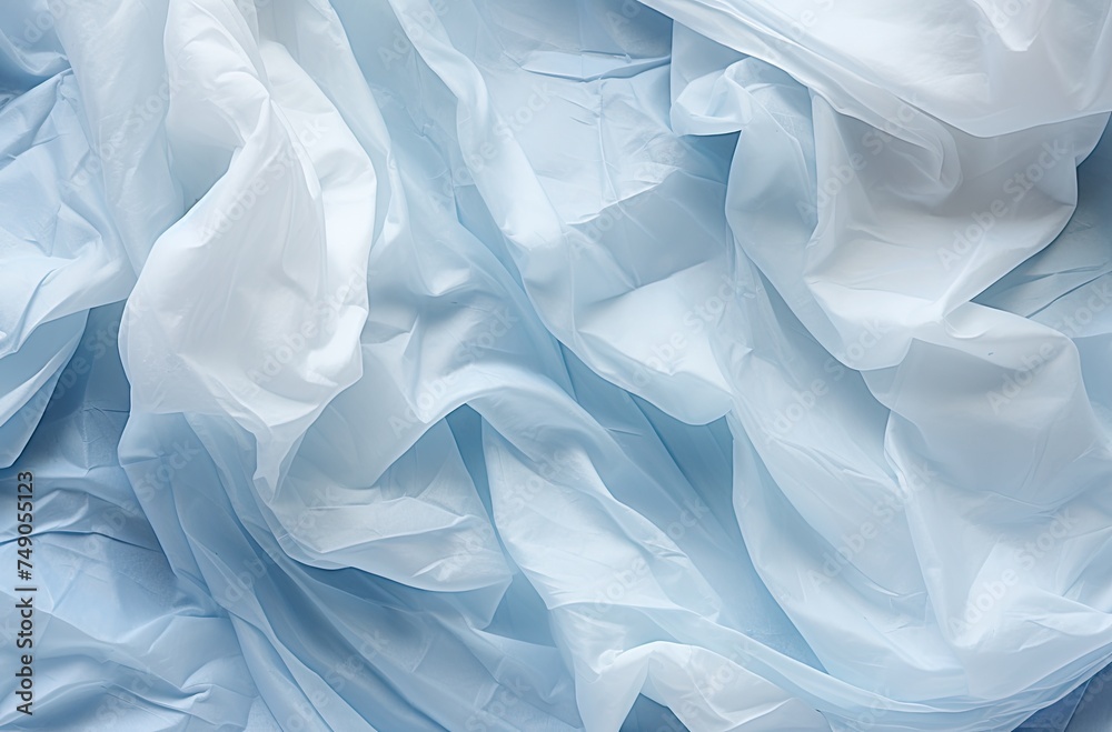 A photo of a white and blue paper background, in the style of crumpled