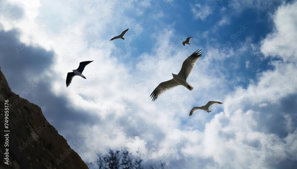 Generated image of birds flying in the sky Generated image of birds flying in the sky