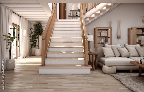 A stairwell leading to an open concept living room or bedroom