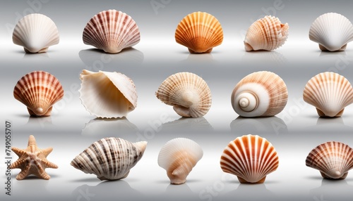  A collection of seashells, each unique and beautiful, ready for a beach-themed project