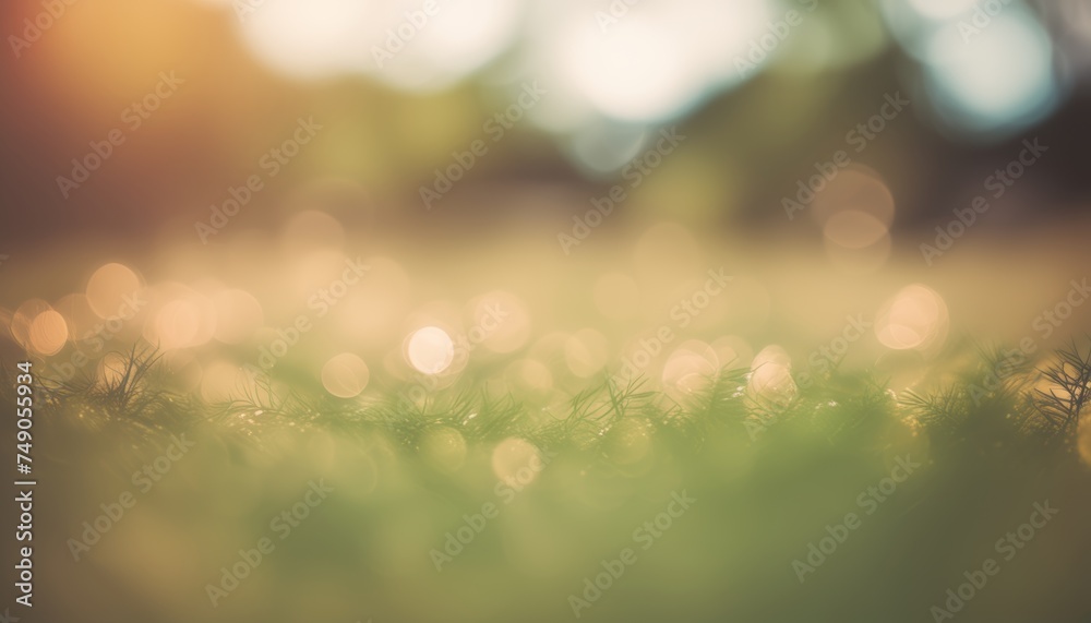  Blurred bokeh background with green grass