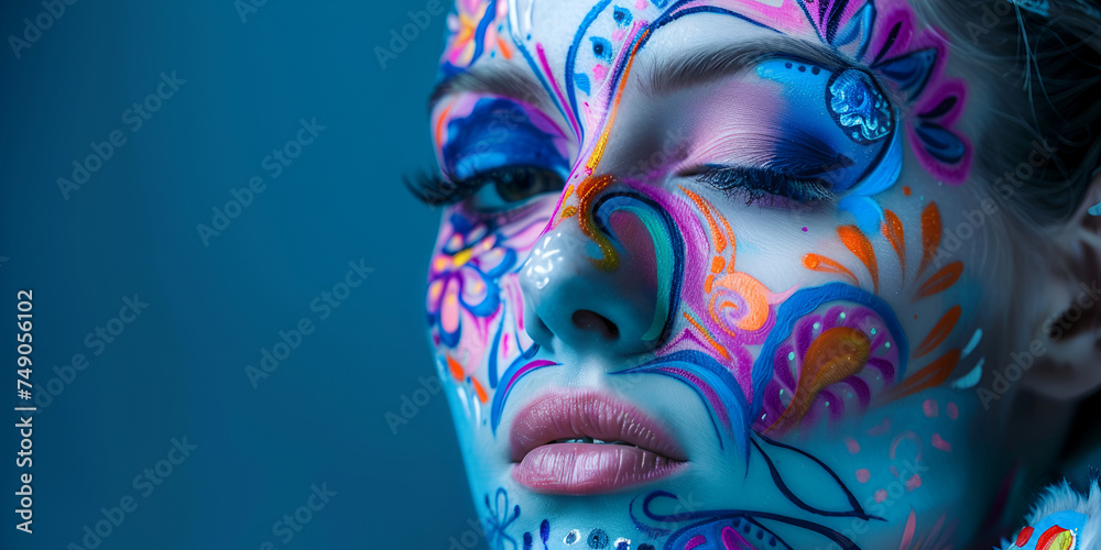 Beautiful young woman with vibrant yellow eye shadow  beautiful model with amazing colorful makeup.