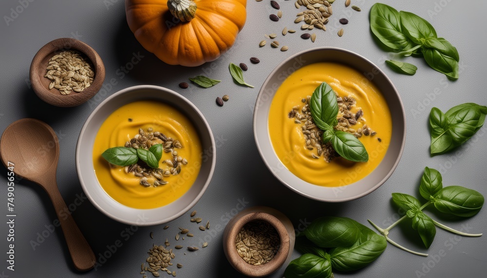 Nutritious Pumpkin Soup with Garnishes Nutritious Pumpkin Soup with Garnishes