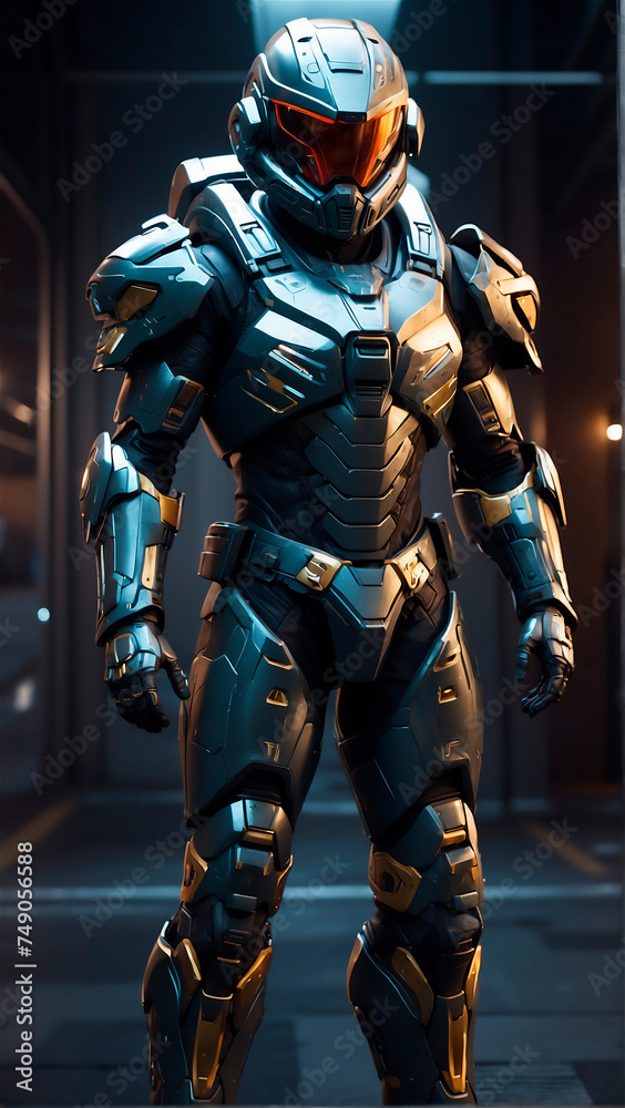 warrior soldier with sci-fi, futuristic and technological combat armor warrior soldier with sci-fi, futuristic and technological combat armor