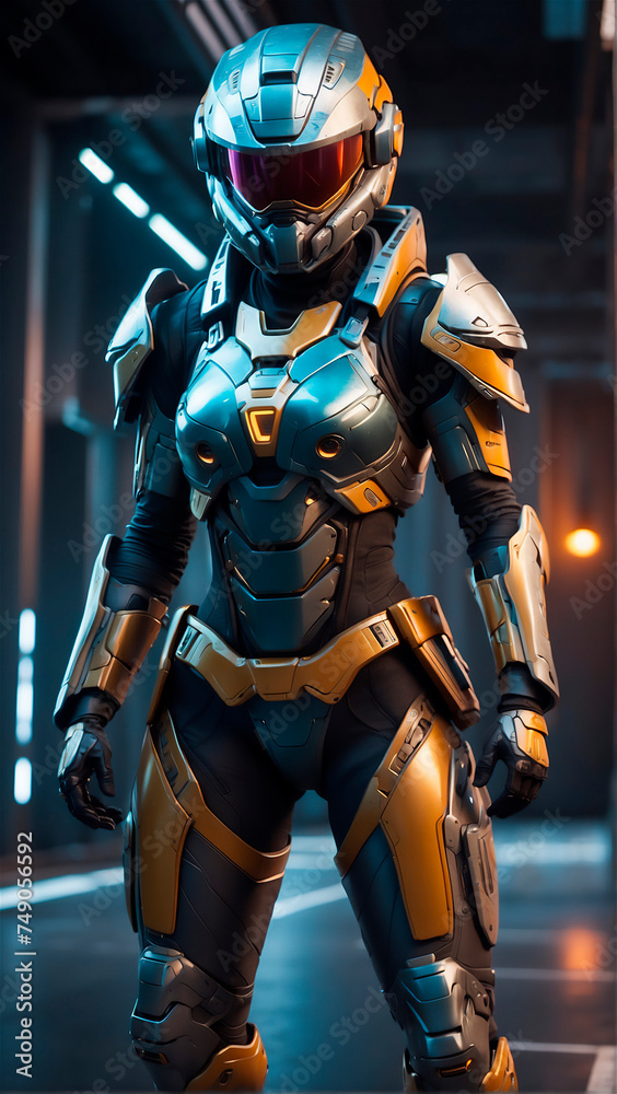 warrior soldier with sci-fi, futuristic and technological combat armor warrior soldier with sci-fi, futuristic and technological combat armor