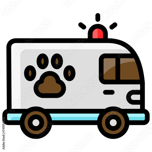 ambulance icon illustration design with filled outline
