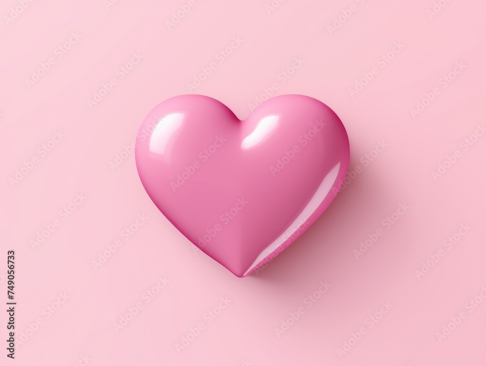 Pink heart isolated on background, flat lay, vecor illustration