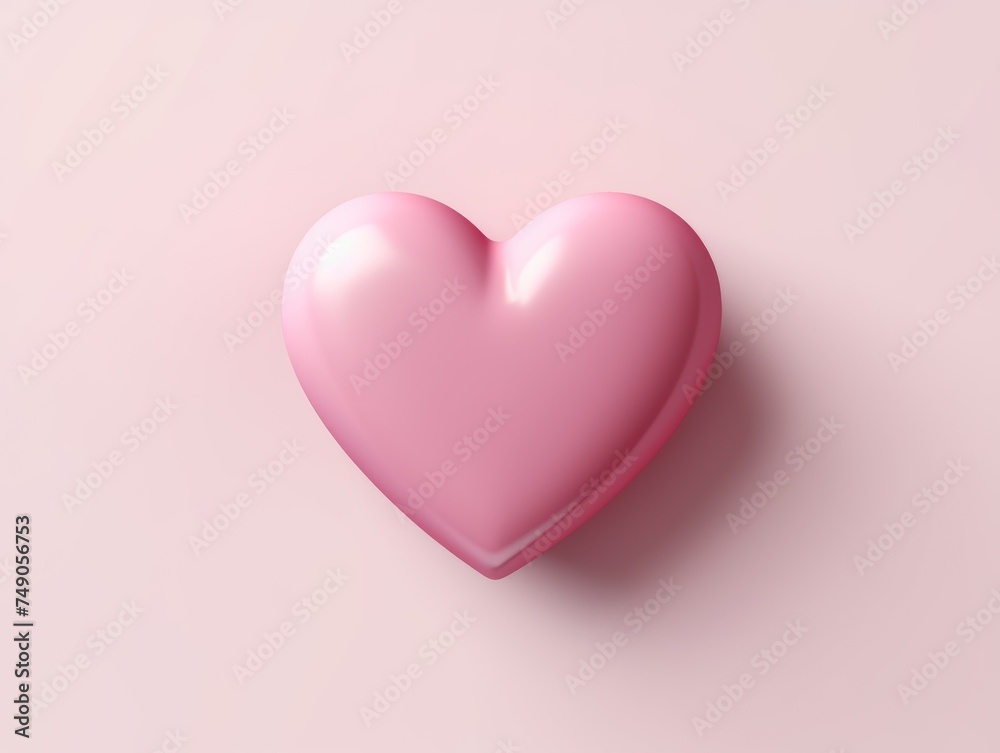 Pink heart isolated on background, flat lay, vecor illustration
