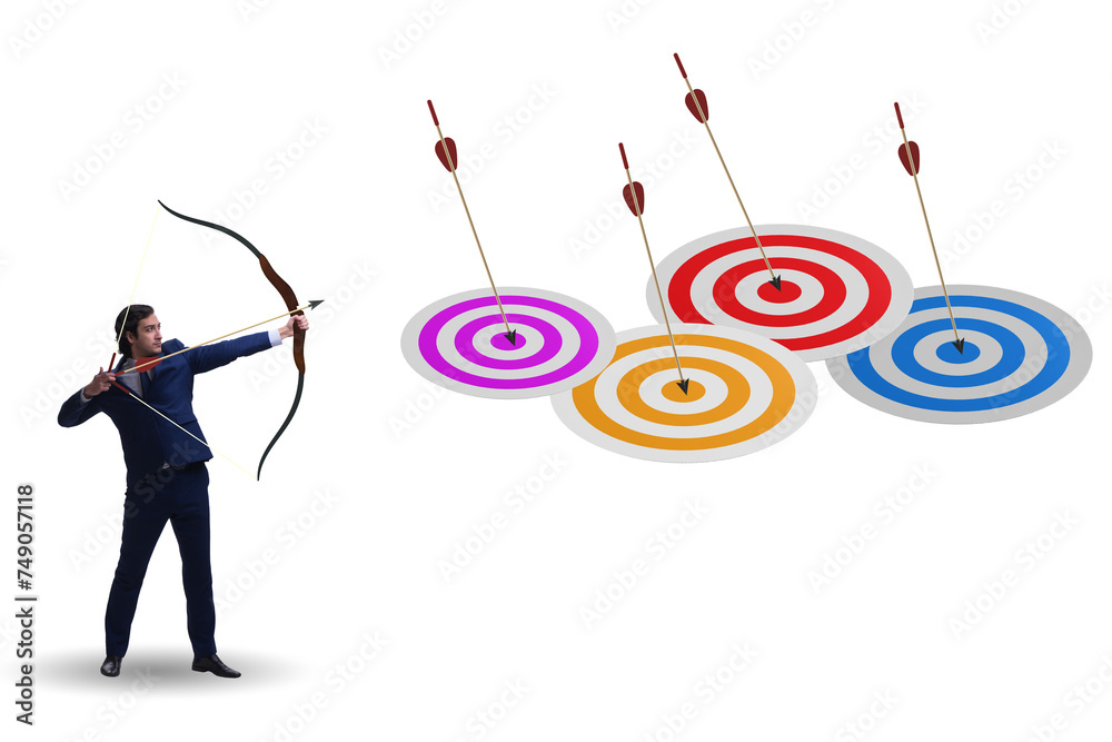 Businessman in objective setting concept Businessman in objective setting concept